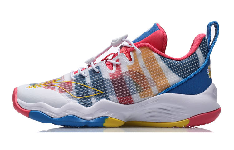 Li-Ning YOUNG Li Ning YOUNG Sonic 8 Low top Basketball Shoes White Blue Red Yellow Unisex
