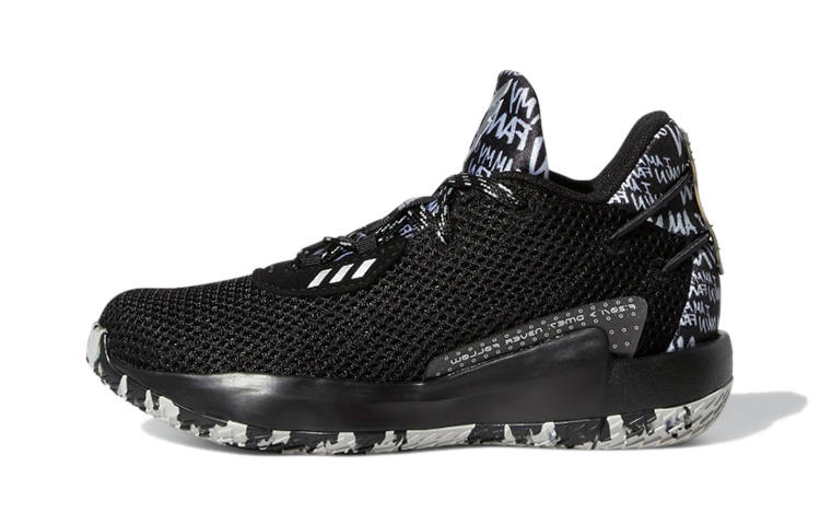 Adidas Adidas Dame 7 Abrasion Resistant Mid top Children's Basketball Shoes Black Children Aged 3 7 Years Old