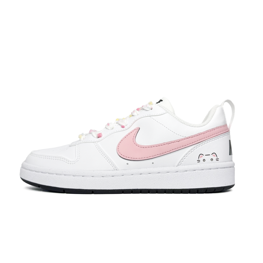 Nike Nike Court Borough Cute Flat Cat Synthetic Leather Low top Kids' Skateboarding Shoes Pink