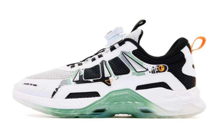 QIAODAN Versatile Slip Resistant Cushioning Low top Casual Shoes White Black Teenagers