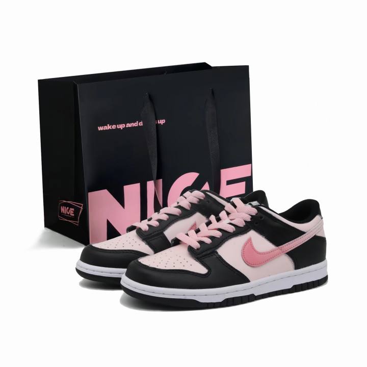 Nike Nike Dunk Slip Resistant Abrasion Resistant Low top Kids' Skateboarding Shoes Black Pink Teenagers