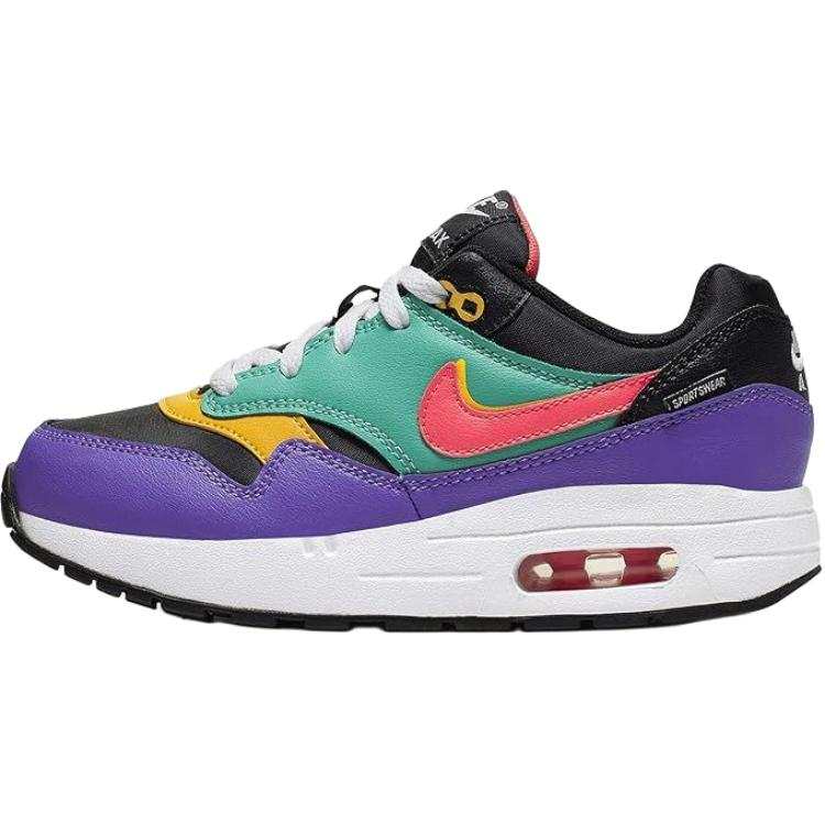 Nike Nike Air Max 1 Low top Kids' Running Shoes Black Green Purple Children Aged 3 7 Years Old