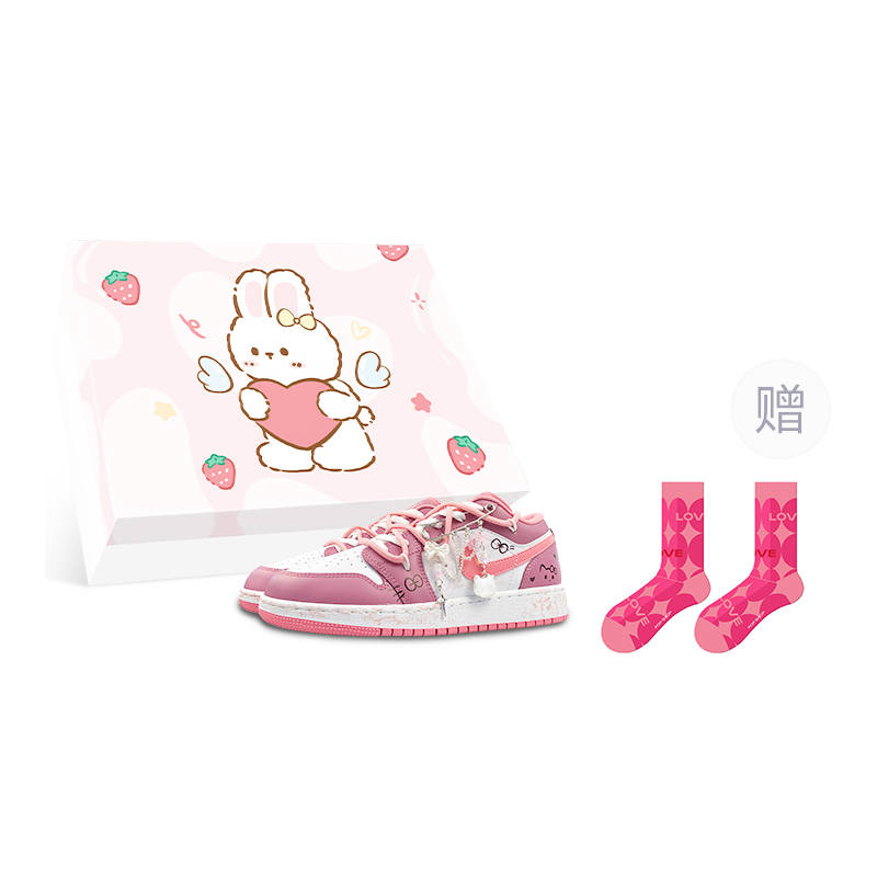 Jordan Jordan Air Jordan 1 Slip Resistant Cushioning Abrasion Resistant Low top Children's Basketball Shoes Pink Teenagers