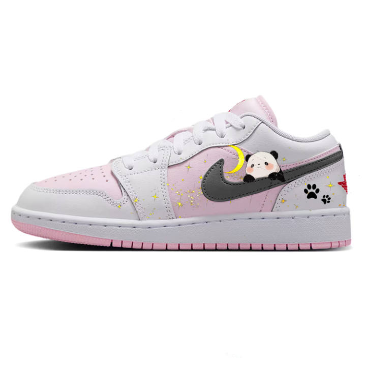 Jordan Jordan Air Jordan 1 Synthetic Leather, Leather Slip Resistant Cushioning Low top Children's Basketball Shoes Pink