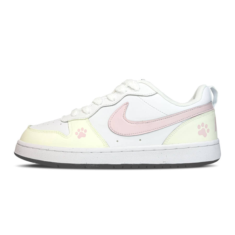 Nike Nike Court Borough Light Pink Nail Art Abrasion Resistant Low top Kids' Skateboarding Shoes Pink Yellow Teenagers