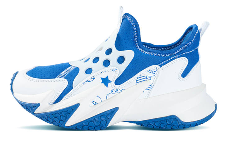 GUANLANGAOSHOU Abrasion Resistant Breathable Low top Children's Basketball Shoes Blue White Kids'