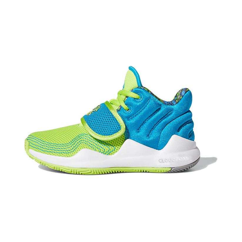 Adidas Adidas Deep Threat Breathable Mid top Children's Basketball Shoes Blue Green Children Aged 3 7 Years Old