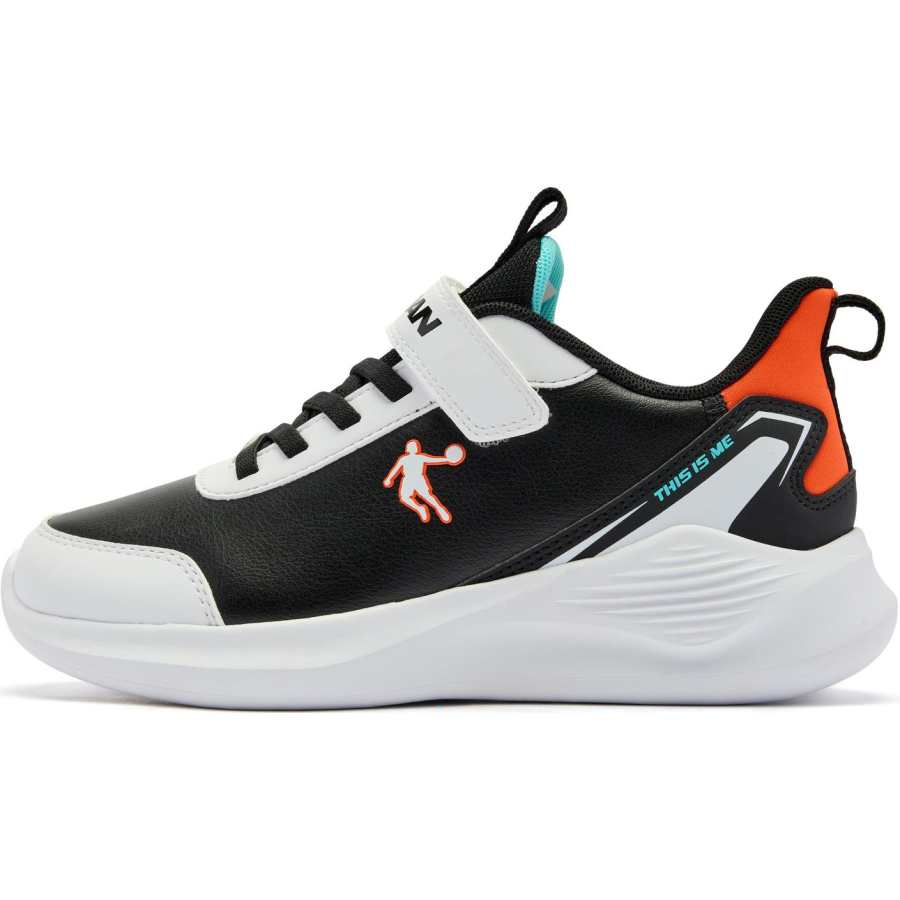 QIAODAN Synthetic Leather Low top Running Shoes Black Orange Teenagers