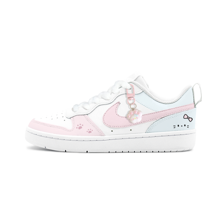 Nike Nike Court Borough Icing Sugar Leather Cushioning Breathable Height Increasing Low top Kids' Skateboarding Shoes