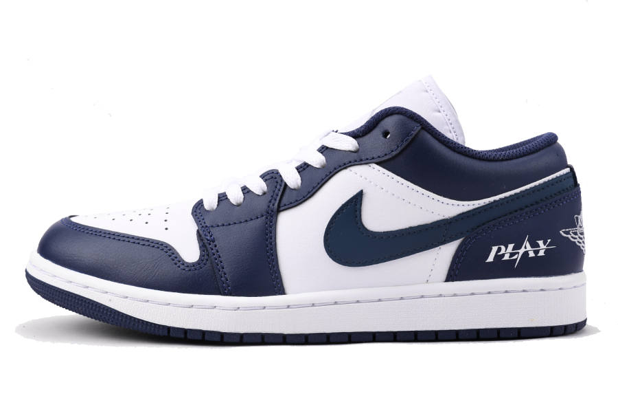 Jordan Jordan Air Jordan 1 Slip Resistant Low top Children's Basketball Shoes Blue White Teenagers