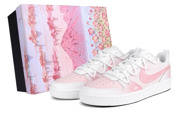 Nike Nike Court Borough Cherry Blossom Pink Cute Box Leather Slip Resistant Abrasion Resistant