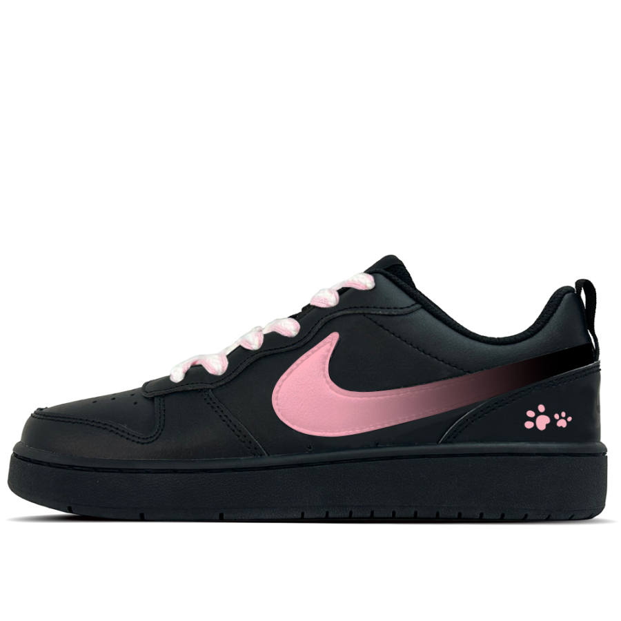 Nike Nike Court Borough Black Rose Print Leather Slip Resistant Low top Kids' Skateboarding Shoes Black Teenagers