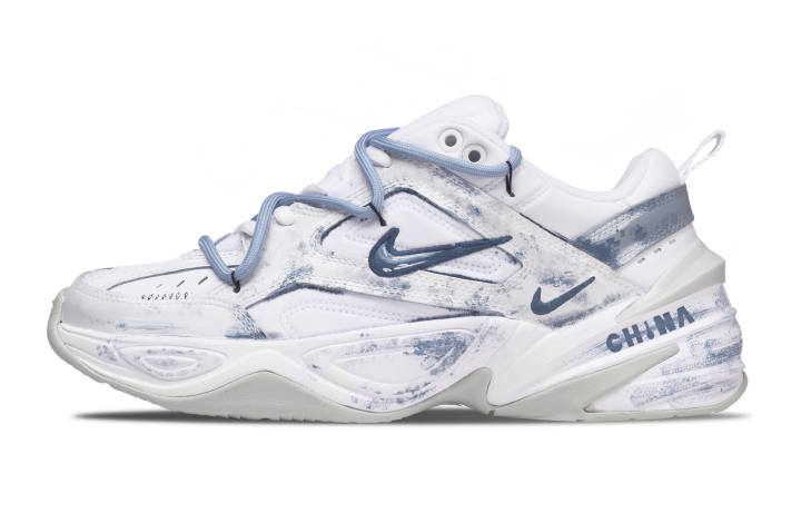 Nike Nike M2K Tekno Blue And White Leather Cushioning Abrasion Resistant Breathable Height Increasing