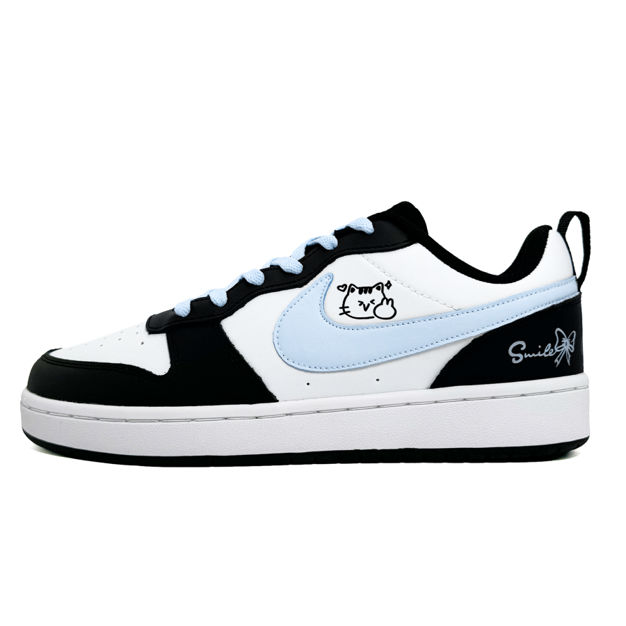 Nike Nike Court Borough Smile Light Blue Leather Breathable Low top Kids' Skateboarding Shoes Kids'