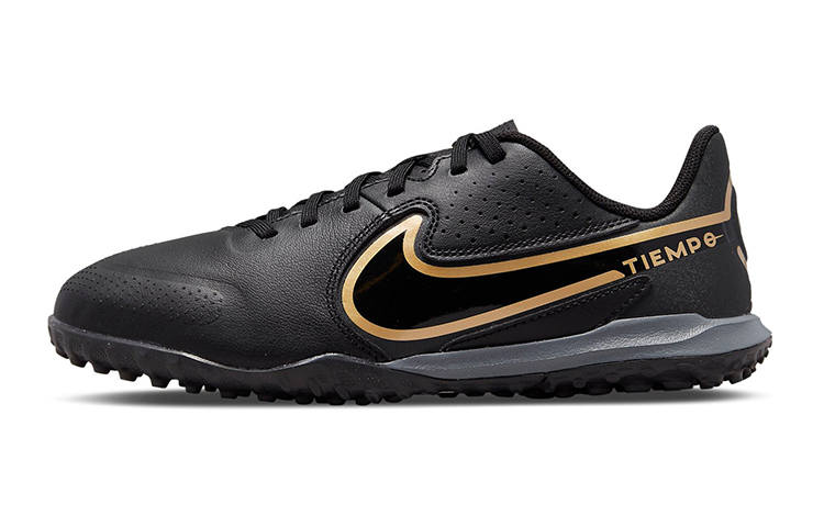Nike Nike Tiempo Legend 9 Slip Resistant Cushioning Abrasion Resistant Low top Kids' Soccer Shoes Black Gold Kids'
