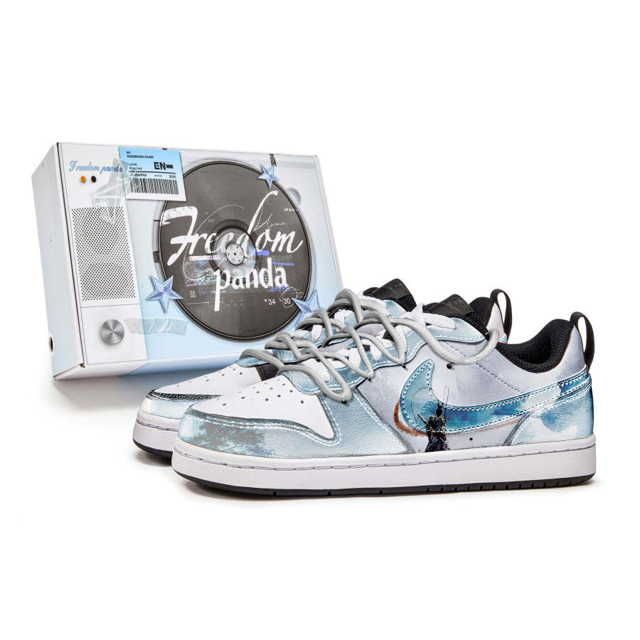 Nike Nike Court Borough Slip Resistant Abrasion Resistant Low top Kids' Skateboarding Shoes Blue White Teenagers