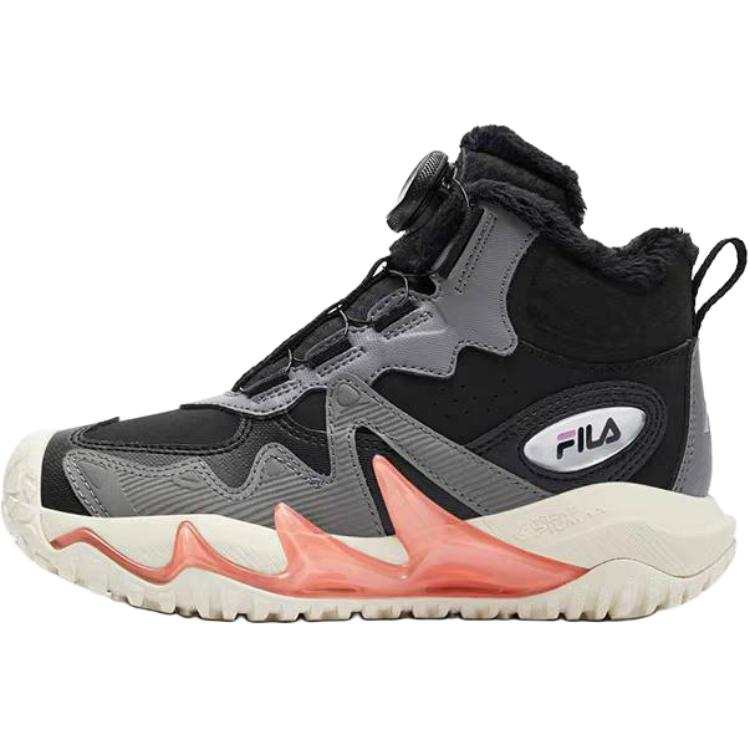 FILA KIDS BOA TGR 4 Fleece Lined Slip Resistant Thermal High top Kids' Outdoor Shoes Black Gray Teenagers