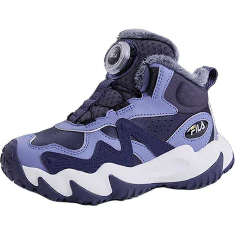 FILA KIDS BOA Slip Resistant Abrasion Resistant Mid top Kids Lifestyle Shoes Gray Blue Children Aged 3 7 Years Old