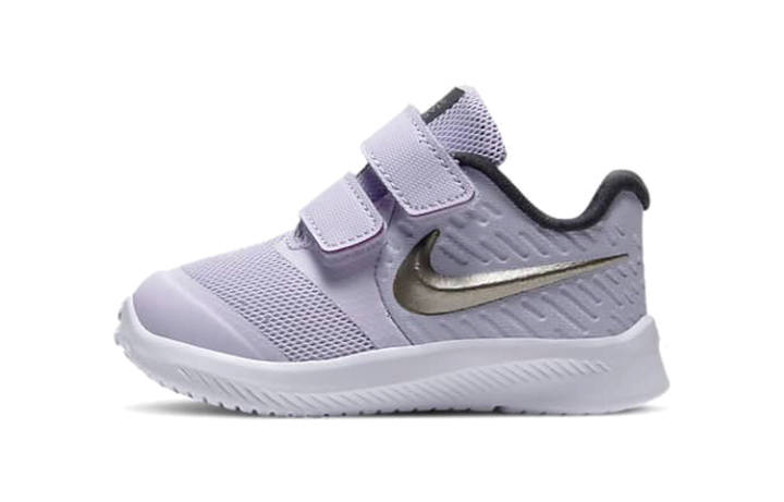 Nike Nike Star Runner 2 Hook and loop Slip Resistant Abrasion Resistant Low top Casual Running Shoes Light Purple Silver