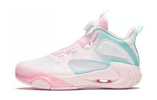 Antakids Wind Tunnel 2 Comfortable Mid top Basketball Shoes White Pink Blue Teenagers