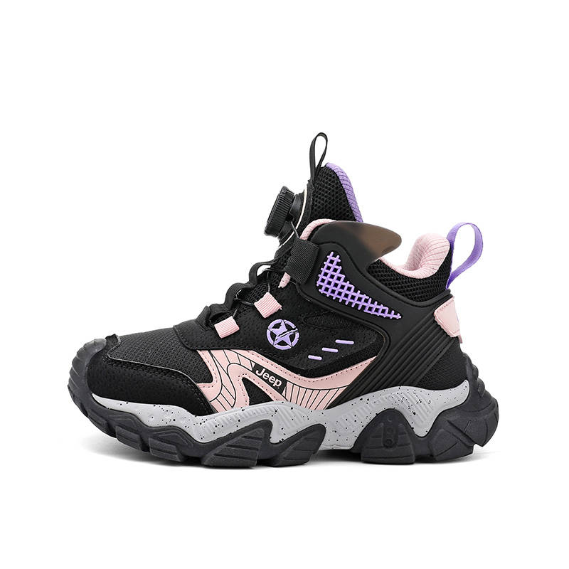 Jeep Synthetic Leather High top Children's Basketball Shoes Black Kids'