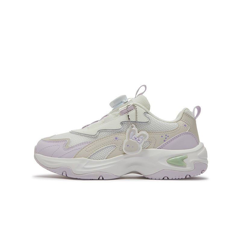 XTEP Abrasion Resistant Support Low top Kids Lifestyle Shoes White Sand Gray With A Hint Of Purple Kids'