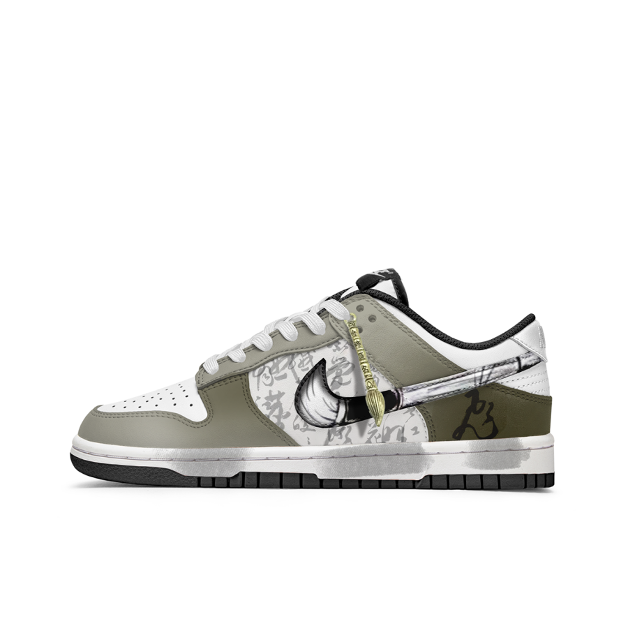 Nike Nike Dunk Slip Resistant Abrasion Resistant Low top Kids' Skateboarding Shoes White Green Teenagers