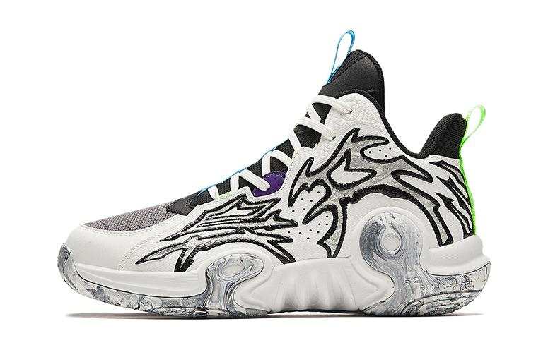 Antakids Slip Resistant Anti Kick Slip Resistant Anti Kick Mid top Basketball Shoes White Black Teenagers
