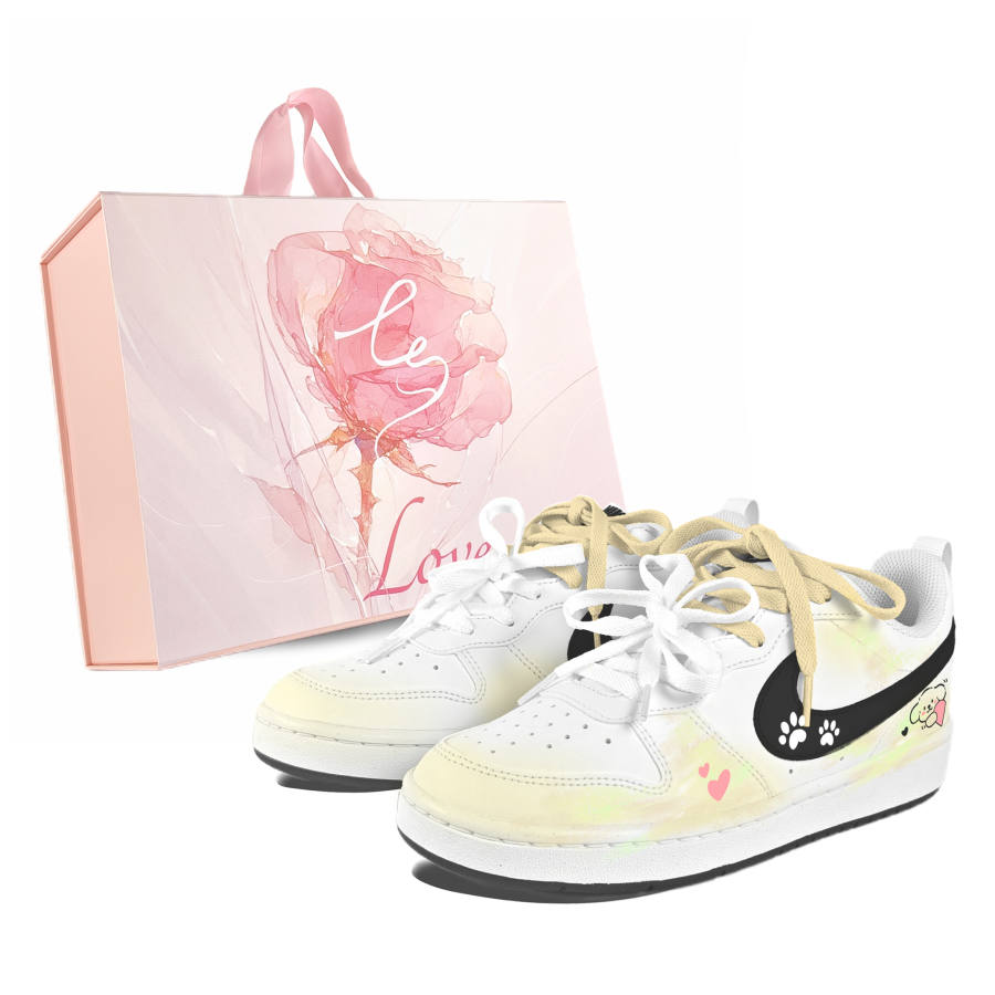 Nike Nike Court Borough Heart Fluttering BOX Low top Kids' Skateboarding Shoes White Teenagers