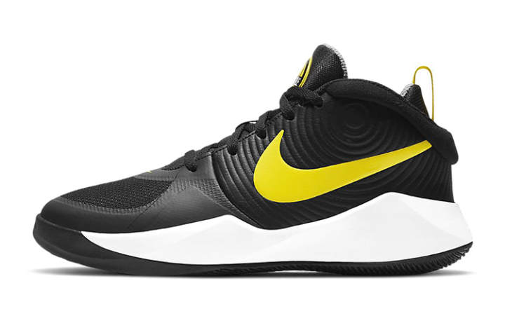 Nike Nike Team Hustle D 9 Slip Resistant Cushioning Abrasion Resistant Support Mid top Basketball Shoes Black Yellow Unisex