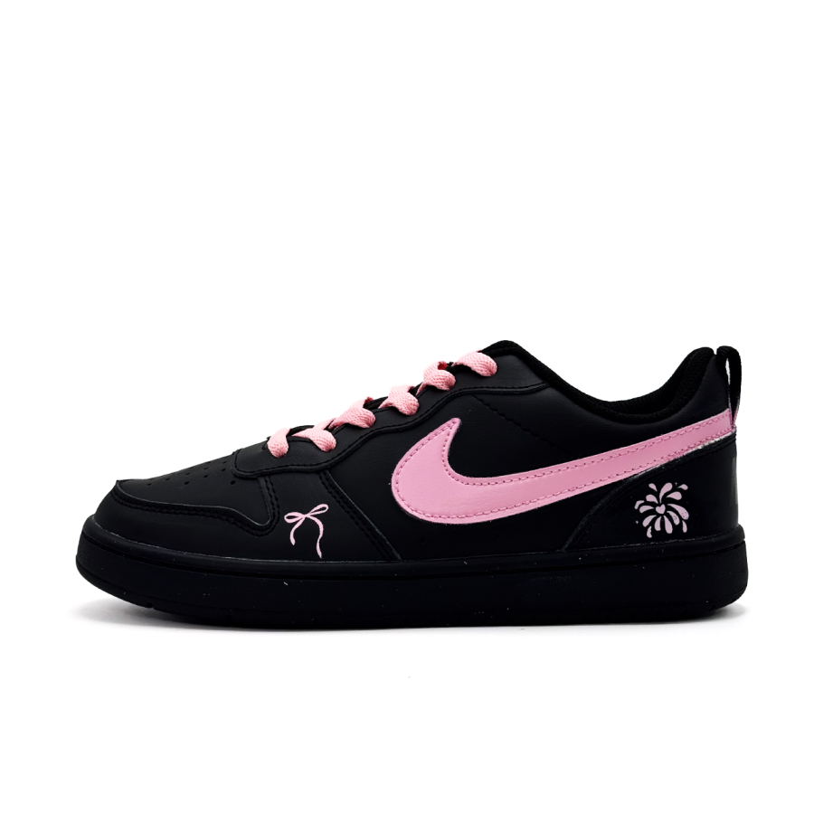 Nike Nike Court Borough Sweet Pink Beauty Leather Slip Resistant Abrasion Resistant Low top Kids' Skateboarding Shoes Black