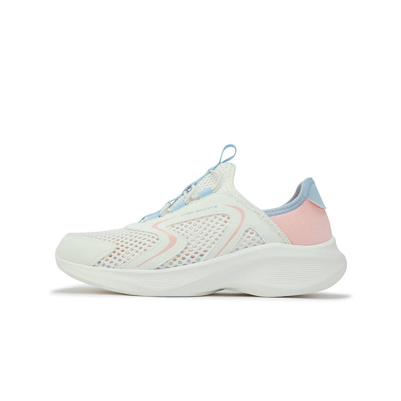 XTEP Synthetic Leather, Textile Slip Resistant Support Low top Running Shoes Sail White Romantic Pink Kids'