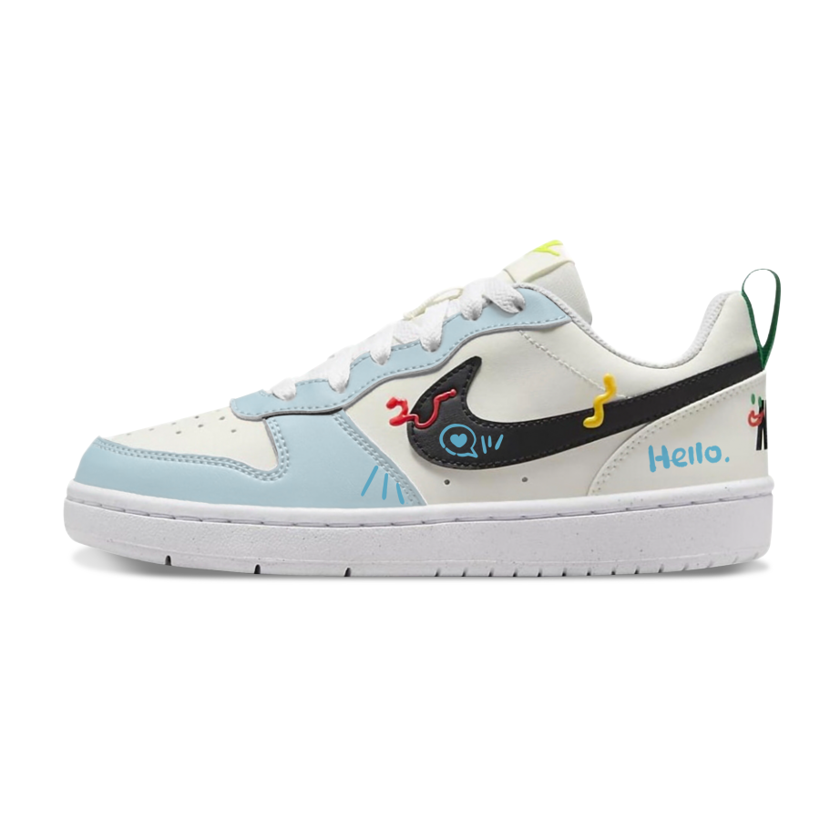 Nike Nike Court Borough Slip Resistant Abrasion Resistant Low top Kids' Skateboarding Shoes Sky Blue Teenagers