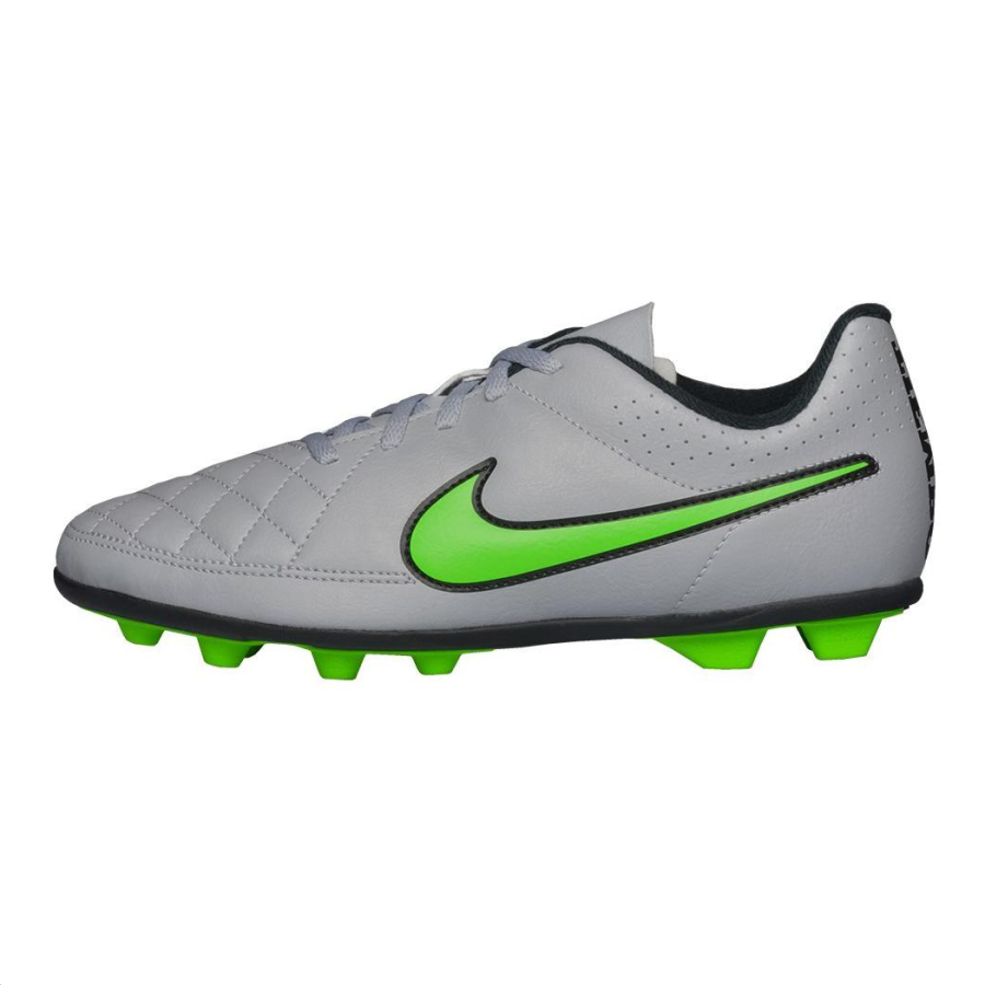 Nike Nike JR Tiempo Rio II Fgr Slip Resistant Low top Kids' Soccer Shoes Gray Green Kids'