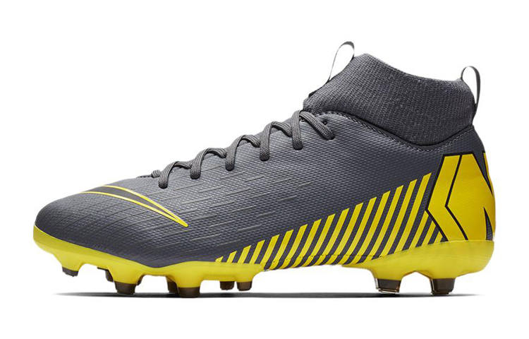 Nike Nike Mercurial Superfly 6 Slip Resistant Cushioning Abrasion Resistant High top Kids' Soccer Shoes Gray Yellow Kids'