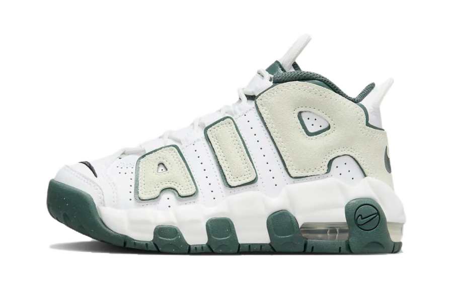Nike Nike Air More Uptempo Children's Basketball Shoes White Green Children Aged 3 7 Years Old