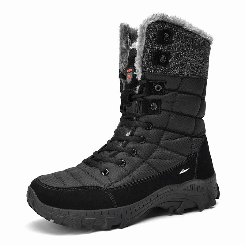 KUDING KUDING Thermal Waterproof Slip Resistant Coverage Knee High Snow Boots Men's