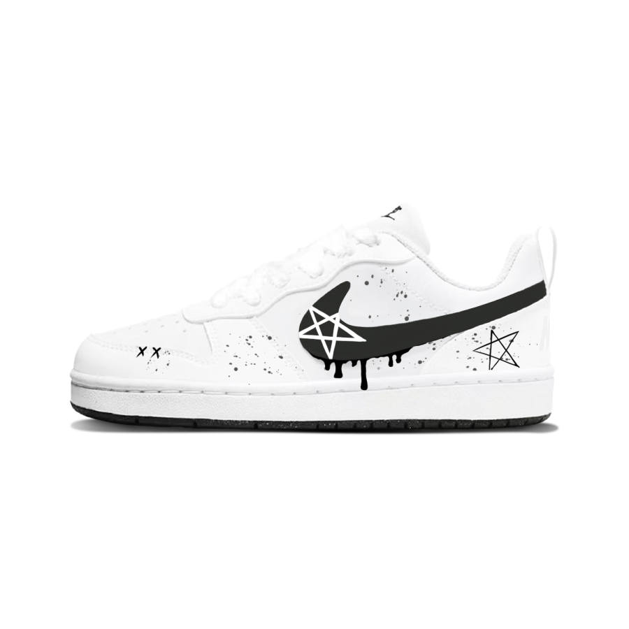 Nike Nike Court Borough Synthetic Leather Cushioning, Wear Resistant Low top Kids' Skateboarding Shoes Black White Unisex