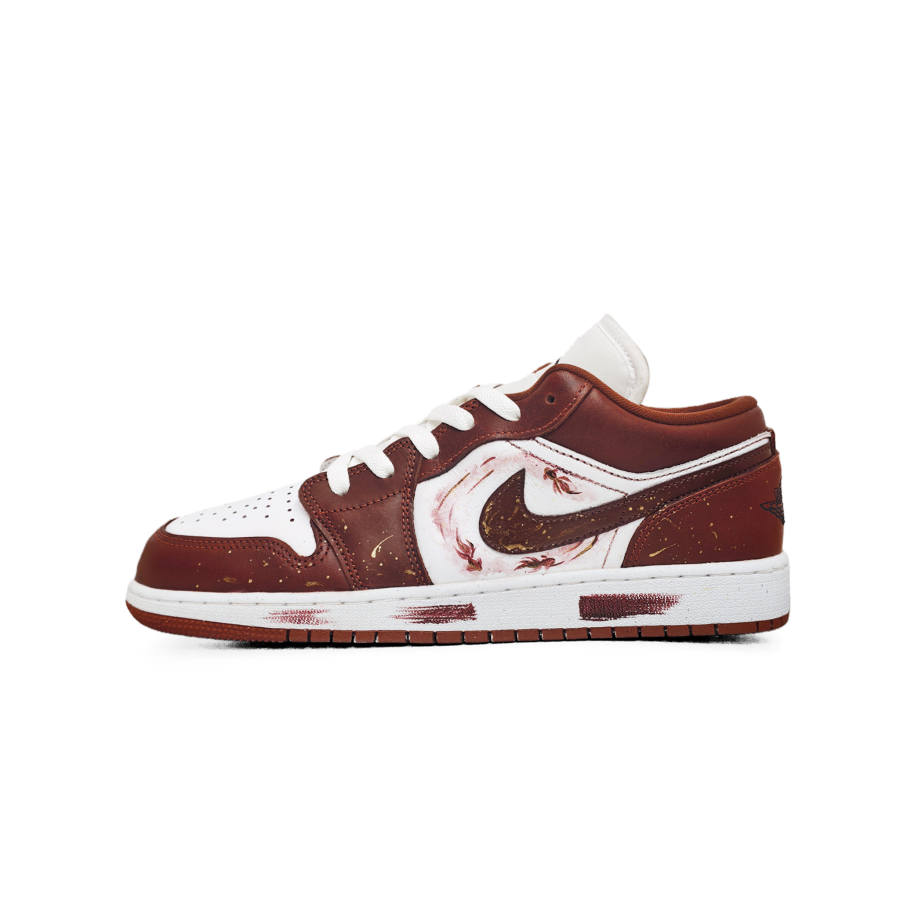 Jordan Jordan Air Jordan 1 Fish Play Among The Lotus Leaves. Abrasion Resistant Breathable Low top Children's Basketball Shoes