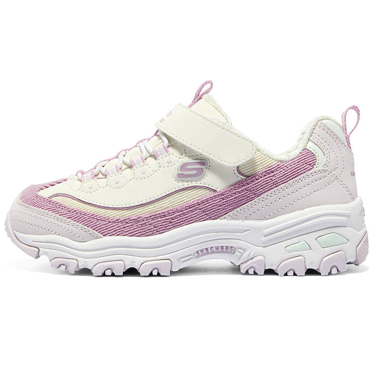 Skechers Girls Fashion Versatile Comfortable Round Tip Hook and Loop Fleece Lined Chunky Sneakers Kids Lifestyle Shoes
