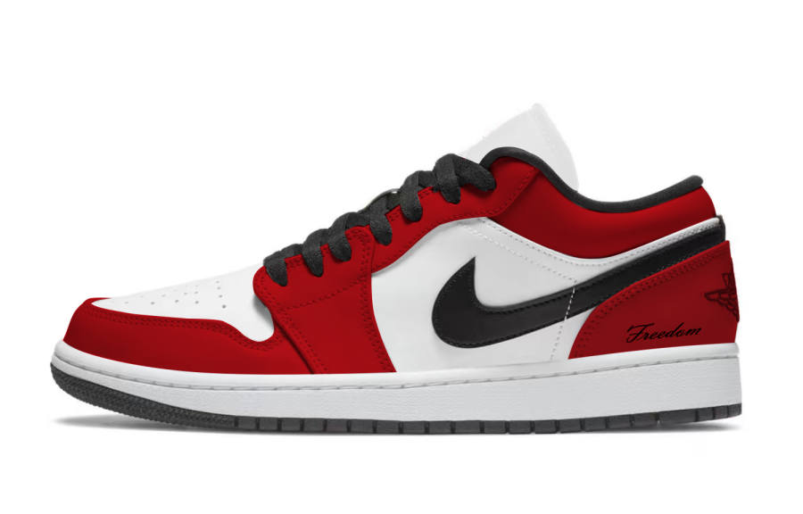 Jordan Jordan Air Jordan 1 Bulls Leather Low top Children's Basketball Shoes Red Teenagers
