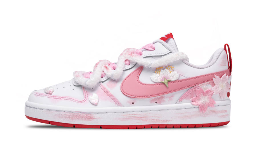 Nike Nike Court Borough 2 Leather Slip Resistant Anti Kick Cushioning Low top Kids' Skateboarding Shoes Pink Teenagers