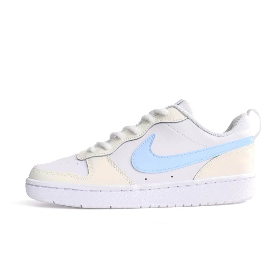 Nike Nike Court BoroughAir Force 1 De Lo Mio Leather Cushioning Breathable Low top Kids' Skateboarding Shoes Yellow Blue
