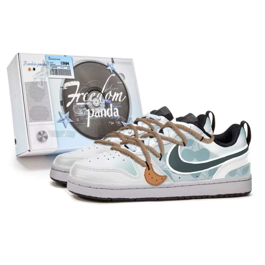 Nike Nike Court Borough Slip Resistant Cushioning Abrasion Resistant Low top Kids' Skateboarding Shoes White Green Teenagers