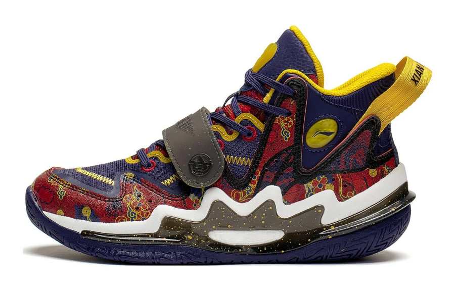 Li-Ning YOUNG Li Ning YOUNG Avant Garde Power PREMIUM 3.0 Anti Kick Rebound Mid top Basketball Shoes Blue Red Teenagers