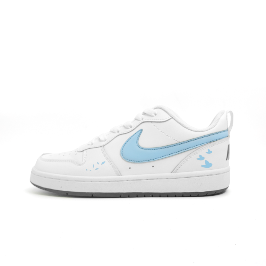 Nike Nike Court Borough Anti Slip Wear Resistant Low Top Kids' Skateboarding Shoes White Teenagers