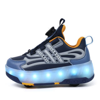 BKG Abrasion Resistant Breathable Lightweight Cushioning Kids Lifestyle Shoes Deep Blue Orange Kids'