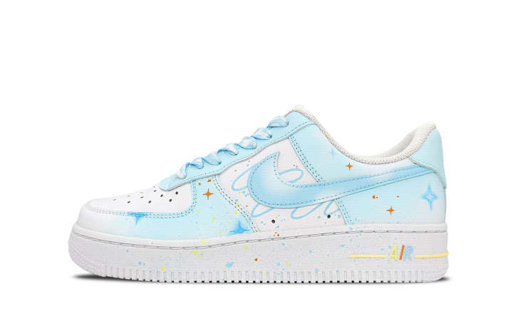 Nike Nike Air Force 1 Leather Slip Resistant Cushioning Abrasion Resistant Low top Kids' Skateboarding Shoes Blue Unisex