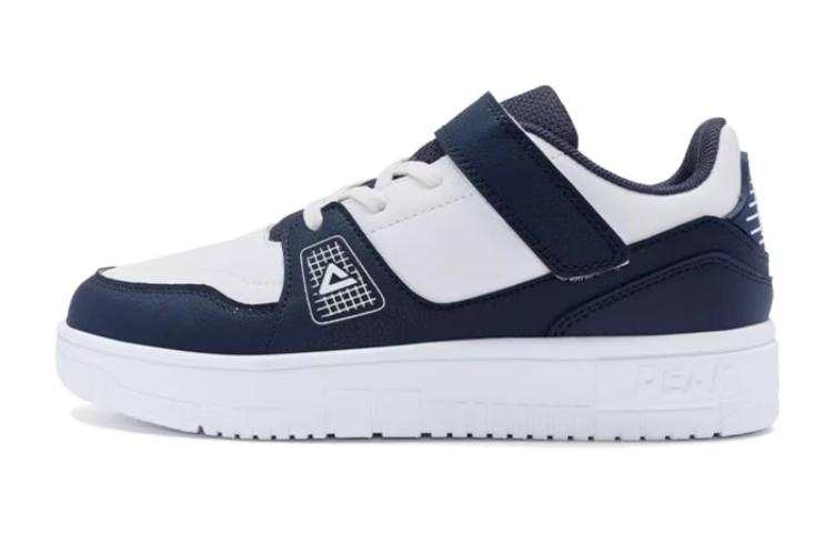 PEAK Slip Resistant Abrasion Resistant Mid top Kids' Skateboarding Shoes White Blue Teenagers