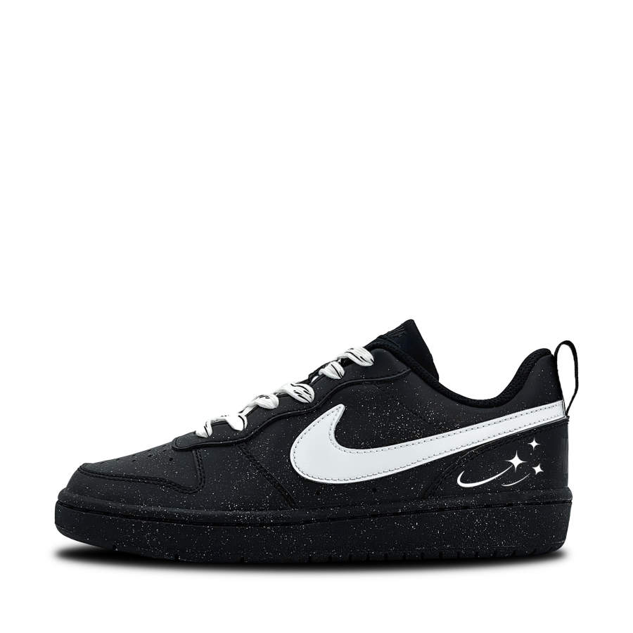 Nike Nike Court Borough Starburst Synthetic Leather Slip Resistant Low top Kids' Skateboarding Shoes Black White Teenagers